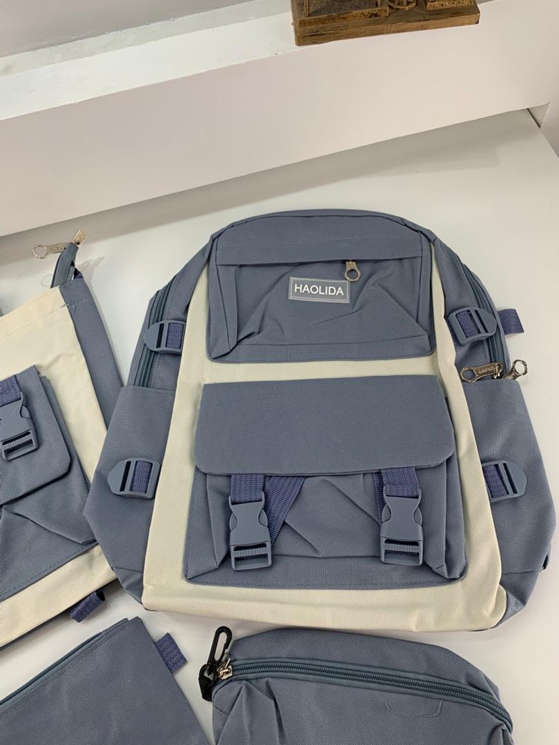 Ensemble de sacs d’école Kawai pour adolescents 4Pcs HAOLIDA V2 Bleu – محفظة 4 قطع كاواي أزرق