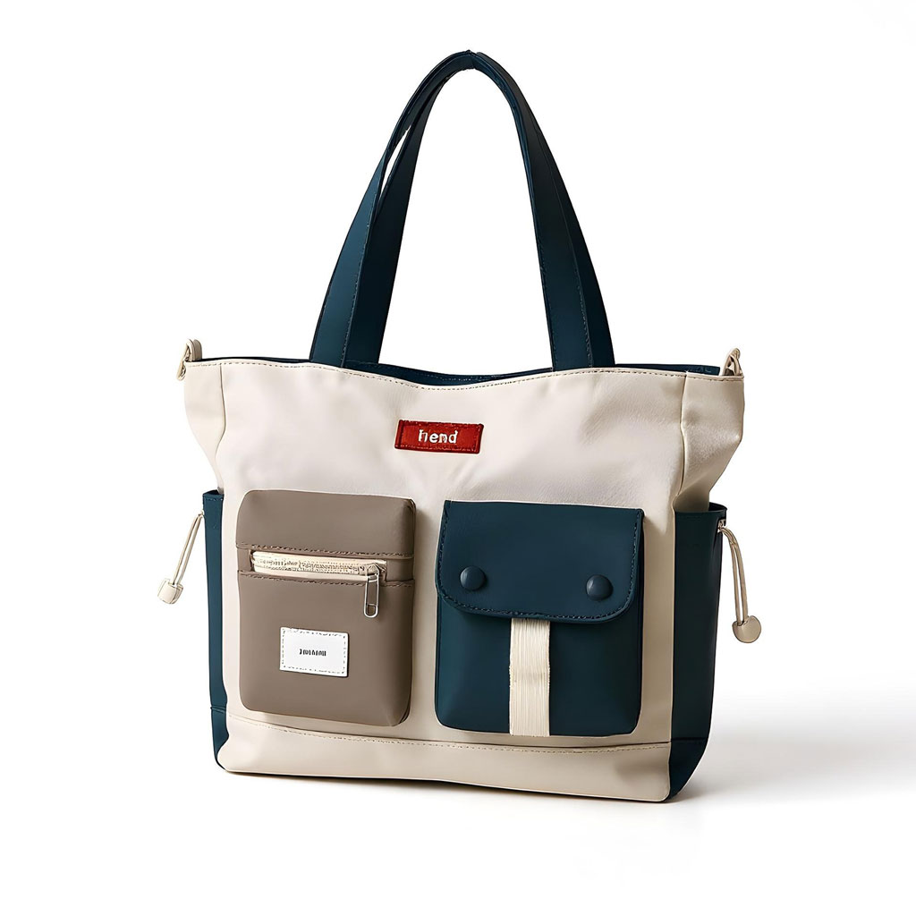 Sac Fourre-Tout Trend Style Coréen Pratique et Moderne Bleu – حقيبة يد من قماش متعددة الجيوب – أزرق