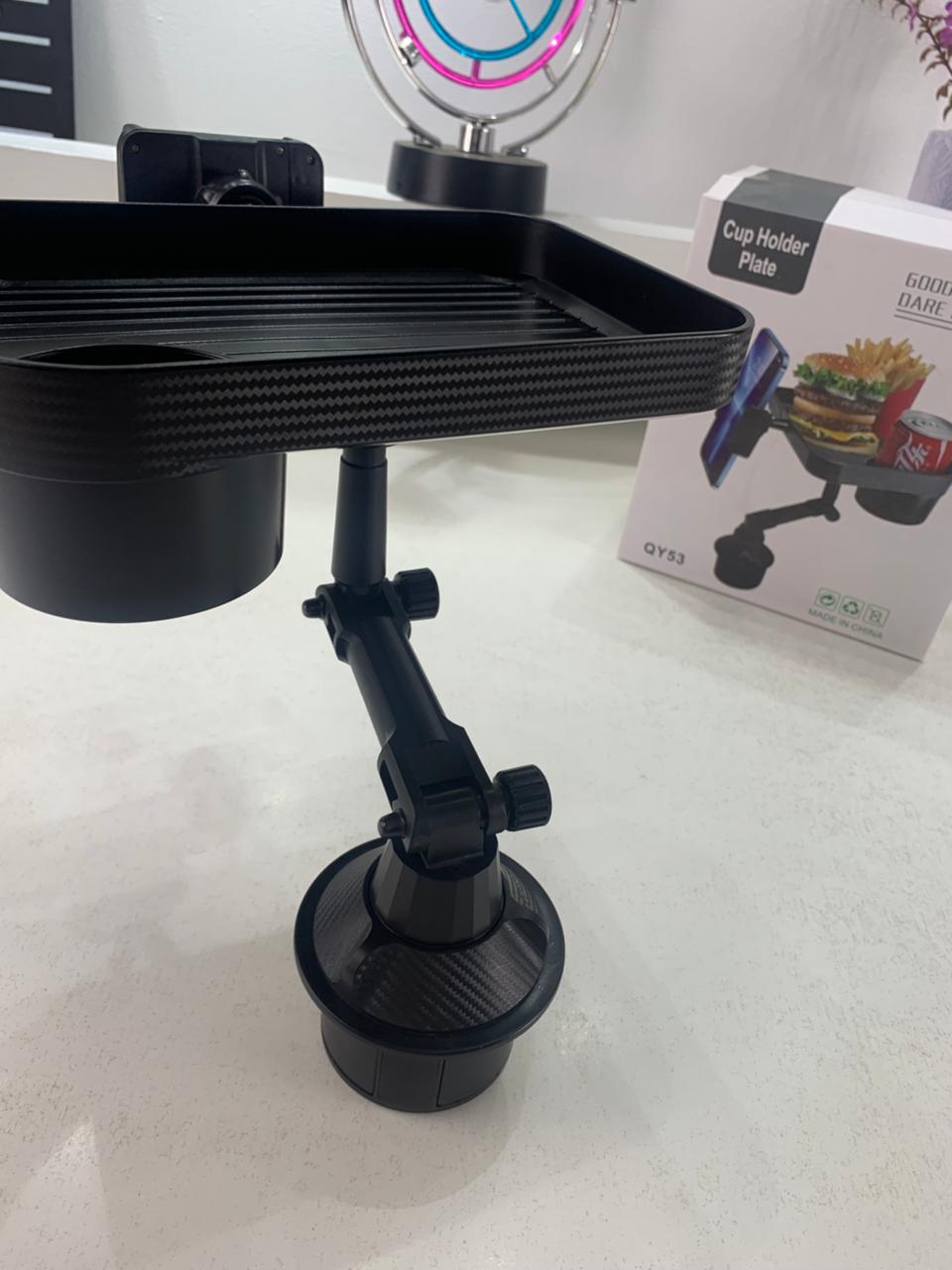 Car cup holder tray with phone mount