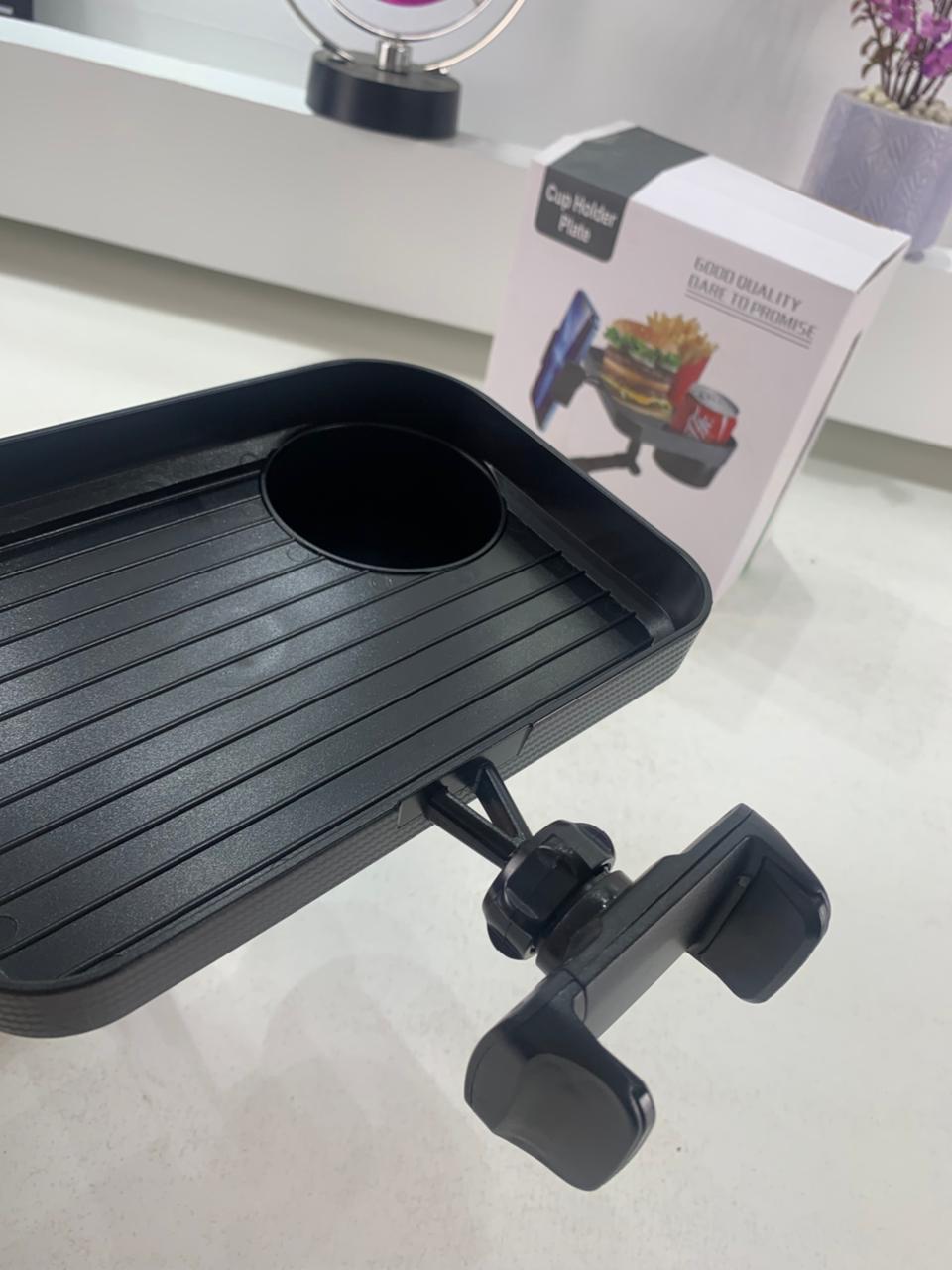 Car cup holder tray with phone mount