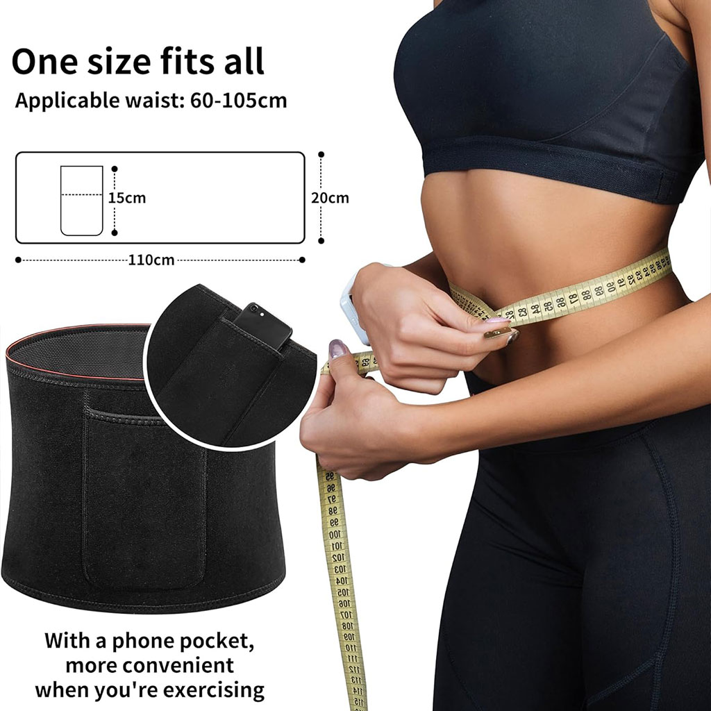 Unisex sweat belt with outer pocket