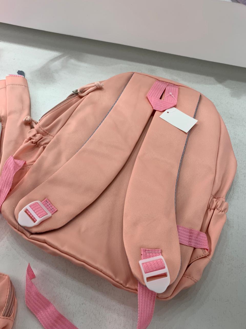 Ensemble de sacs d’école Kawai pour adolescents 3Pcs Ours Rose – محفظة 3 قطع كاواي وردي