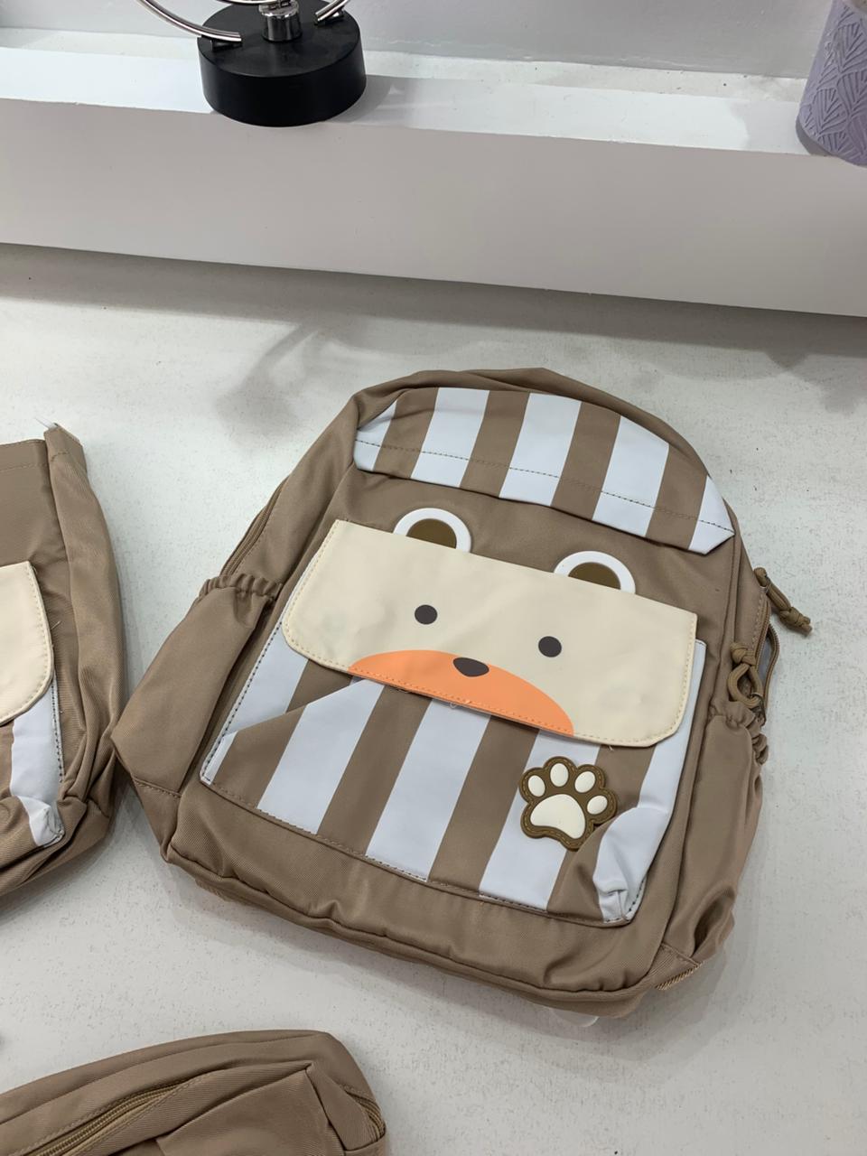 Ensemble de sacs d’école Kawai pour adolescents 3Pcs Ours Beige – محفظة 3 قطع كاواي بيج