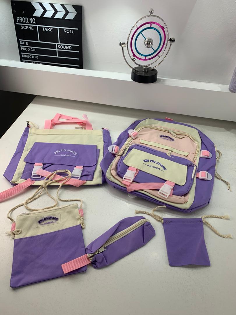 Ensemble de sacs d’école Kawai pour adolescents 5Pcs Xin Pin Shang Mauve – محفظة 5 قطع كاواي بنفسجي