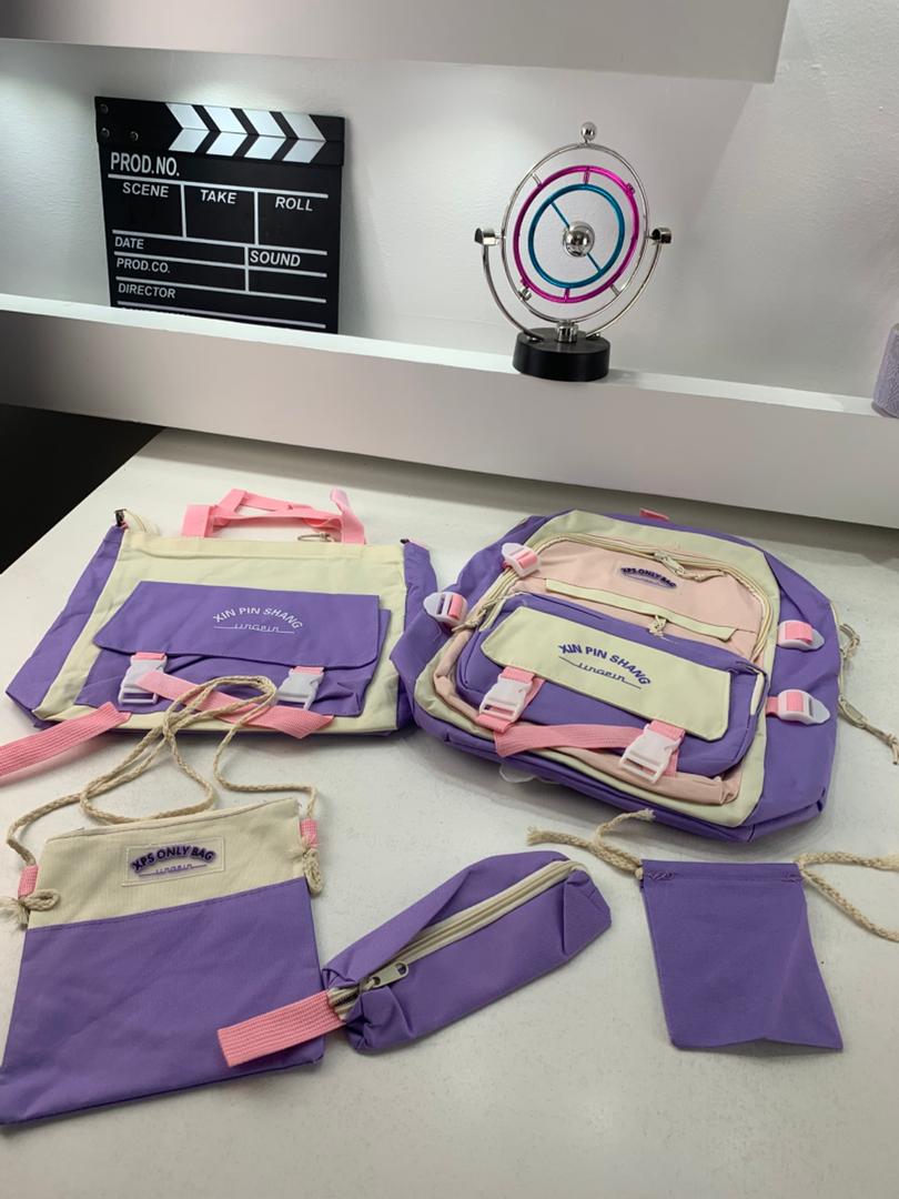 Ensemble de sacs d’école Kawai pour adolescents 5Pcs Xin Pin Shang Mauve – محفظة 5 قطع كاواي بنفسجي