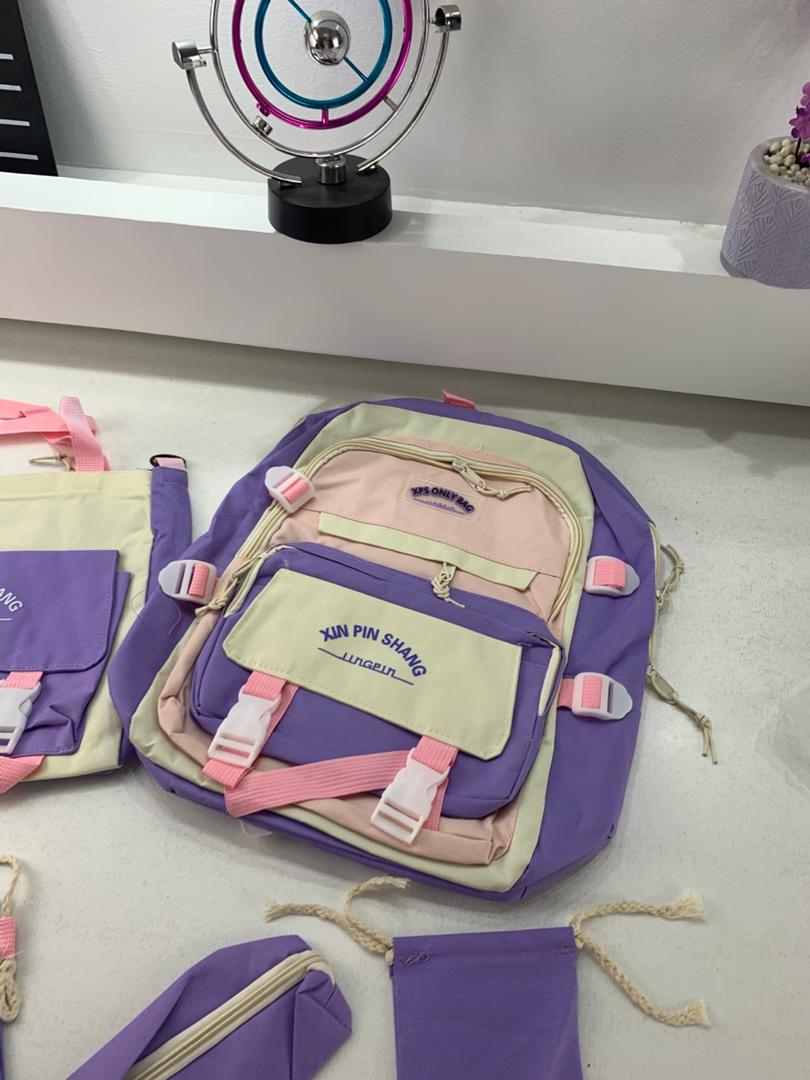 Ensemble de sacs d’école Kawai pour adolescents 5Pcs Xin Pin Shang Mauve – محفظة 5 قطع كاواي بنفسجي