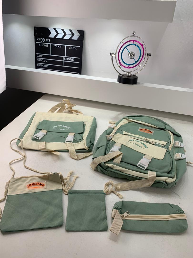Ensemble de sacs d’école Kawai pour adolescents 5Pcs Xin Pin Shang Vert – محفظة 5 قطع كاواي أخضر