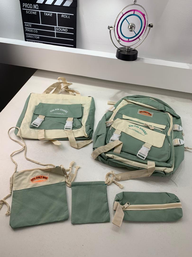 Ensemble de sacs d’école Kawai pour adolescents 5Pcs Xin Pin Shang Vert – محفظة 5 قطع كاواي أخضر