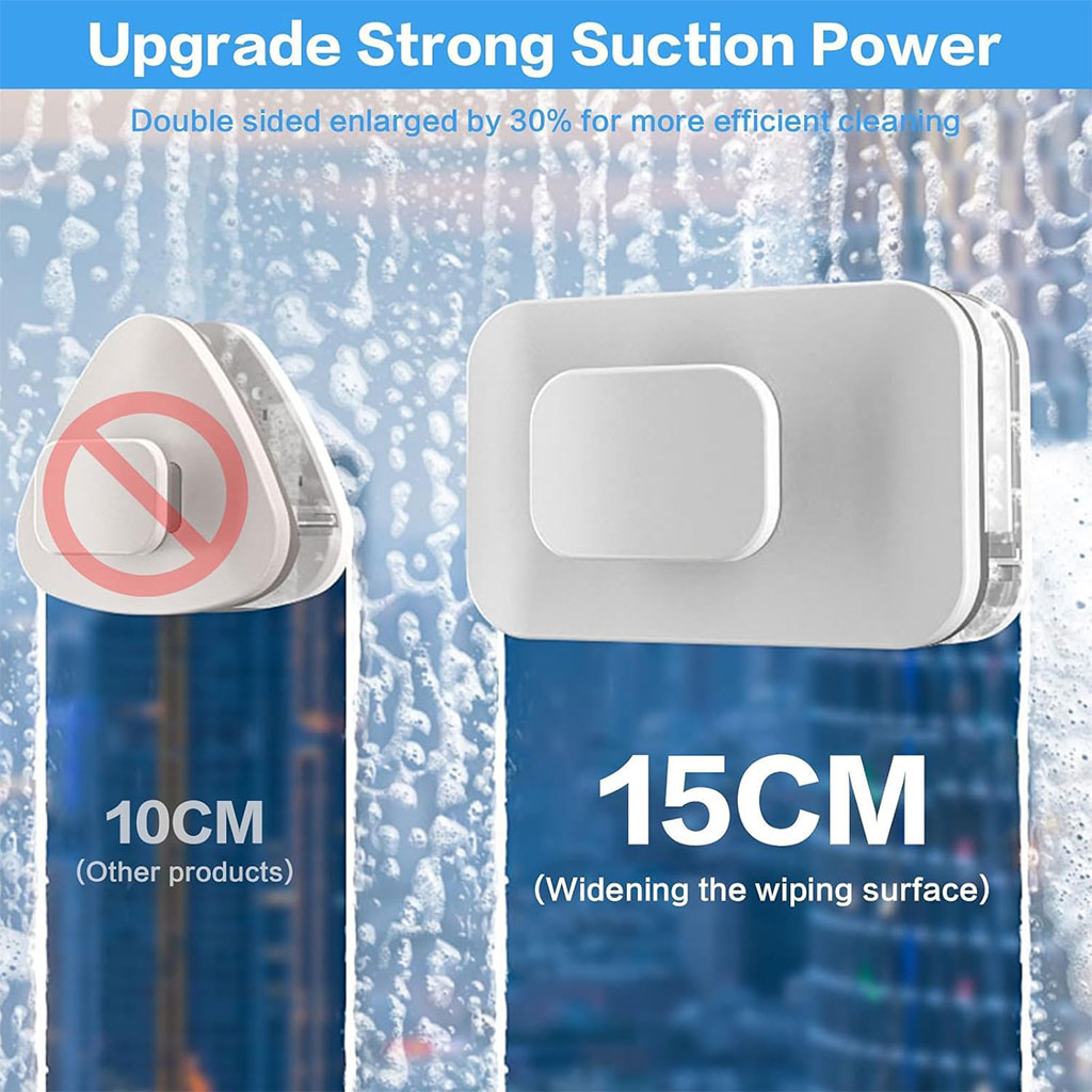 Double-sided magnetic window cleaner with safety rope
