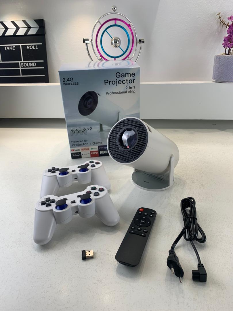 Projecteur de Jeux Intelligent a Haute Résolution avec Deux Manettes – مشغل ألعاب وجهاز عرض على الحائط
