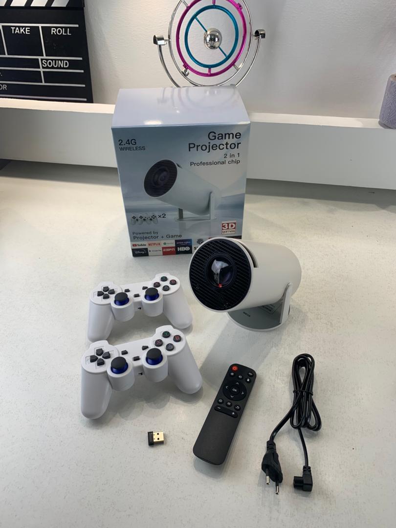 Projecteur de Jeux Intelligent a Haute Résolution avec Deux Manettes – مشغل ألعاب وجهاز عرض على الحائط