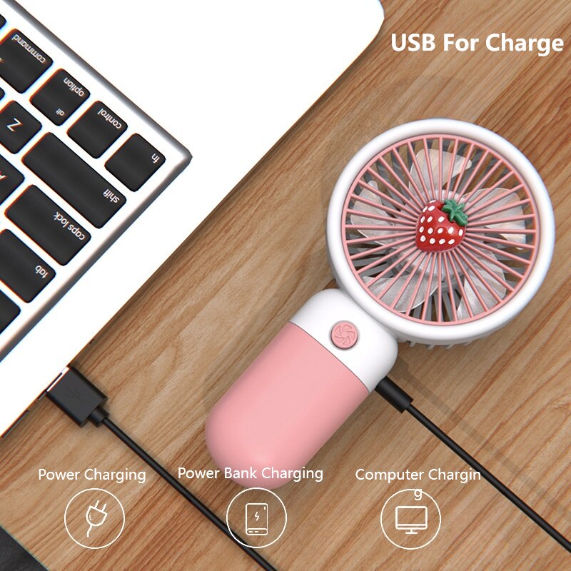مروحة مكتب بتصميم فاكهة كرتونية، شحن USB
