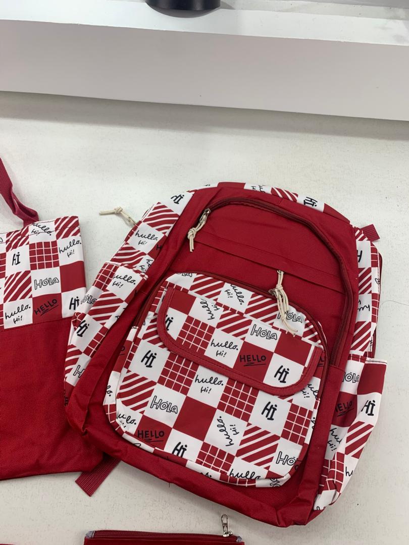 Ensemble de sacs d’école Kawai pour adolescents 4Pcs Hola Rouge – محفظة 4 قطع كاواي أحمر