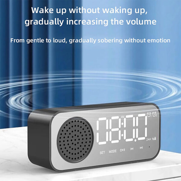 Haut Parleur Bluetooth et Réveil de bureau à LED numérique forme rectangulaire – مكبر صوت ومنبه إلكتروني