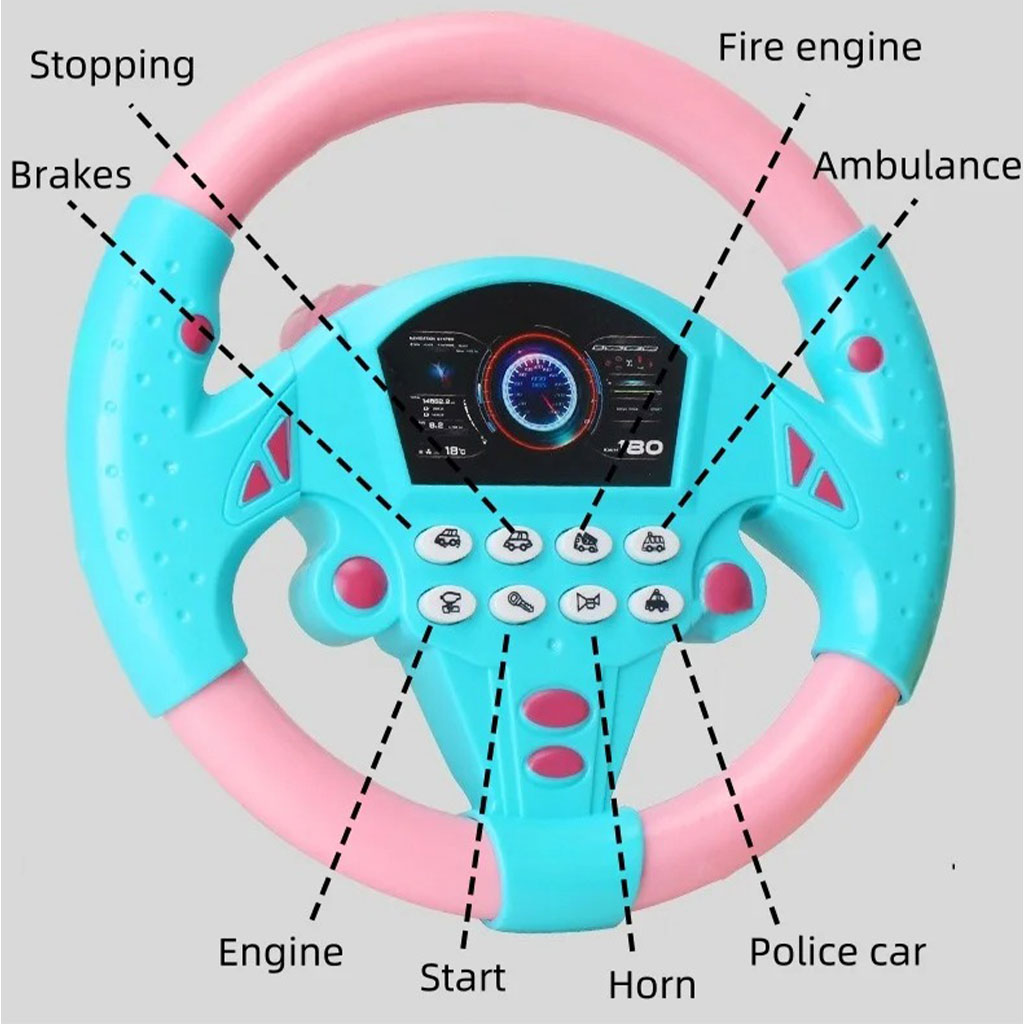 Kids simulated driving steering wheel toy with light and music