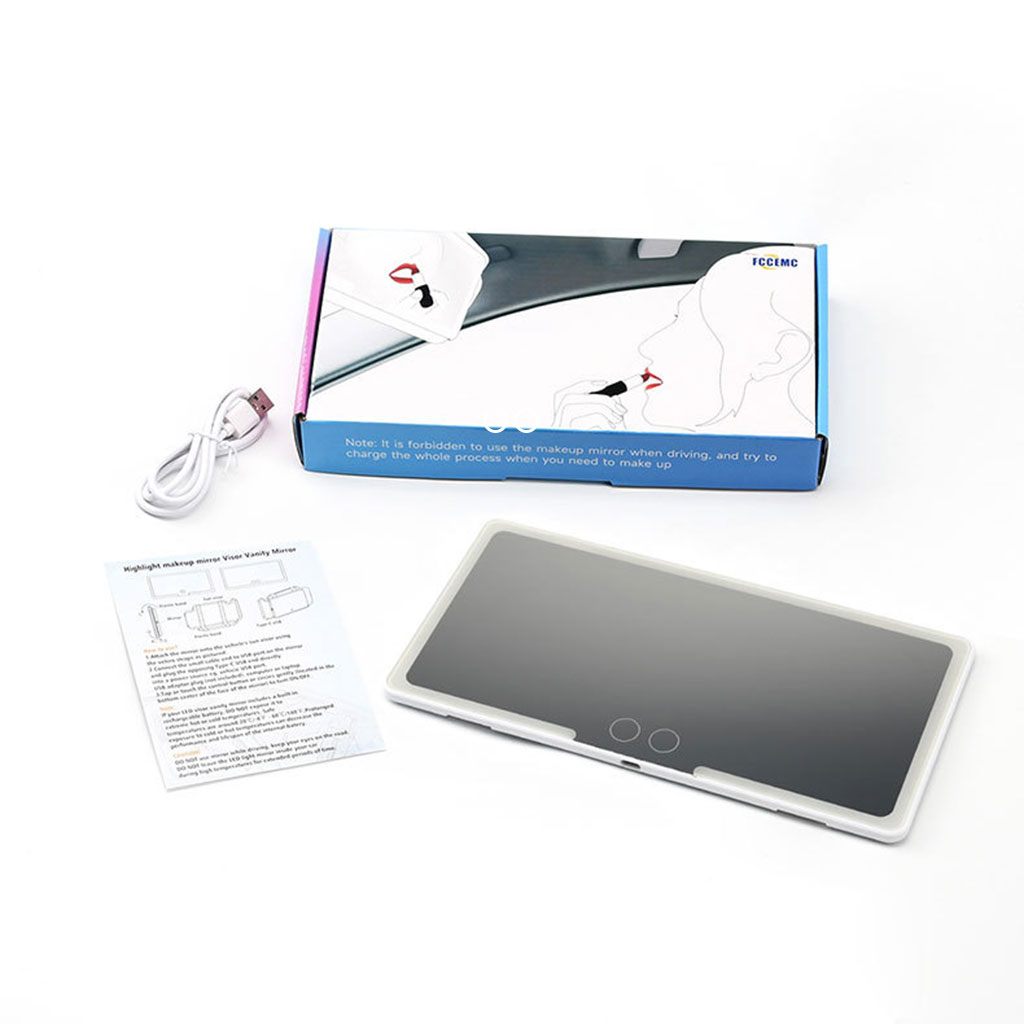 Miroir de courtoisie rechargeable pour voiture, 3 modes d'éclairage