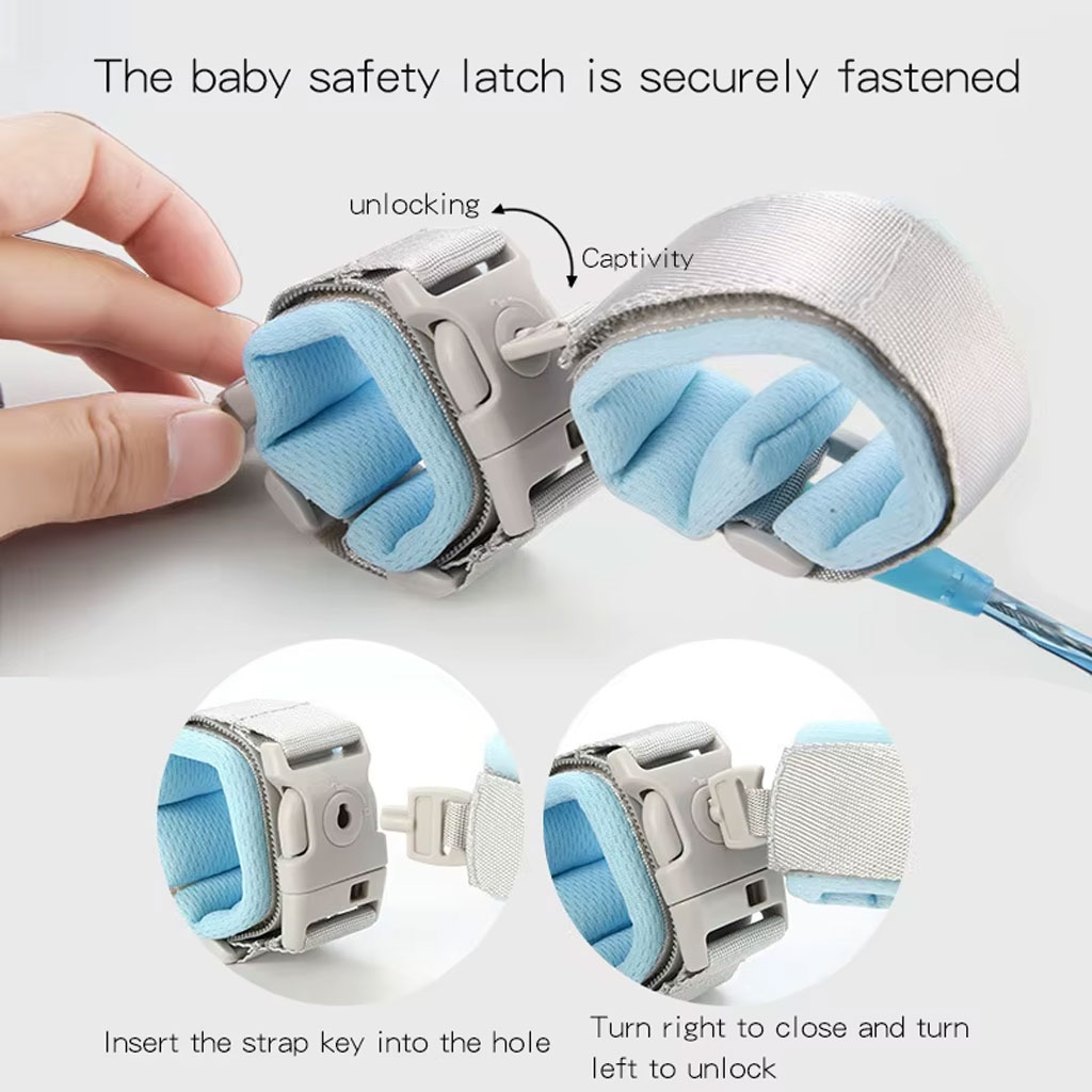 Laisse de sécurité anti-perte rotative pour enfant, 2 mètres, avec verrou