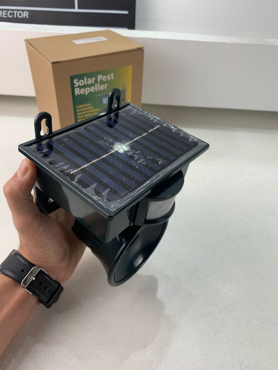 Solar animal and bird repellent with motion sensor