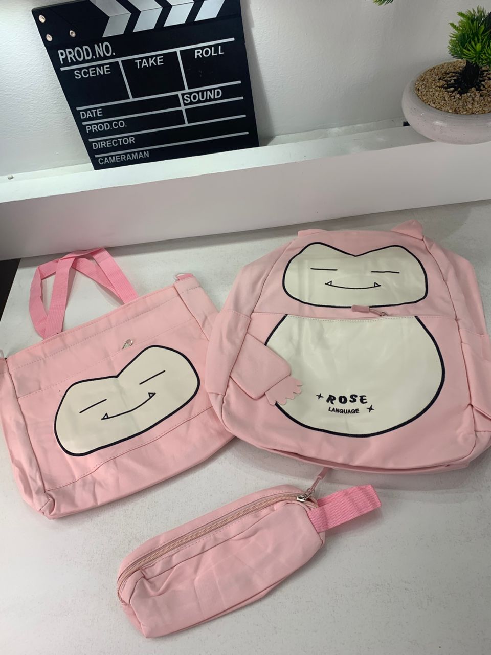Ensemble de sacs Snorlax 3 pièces, rose