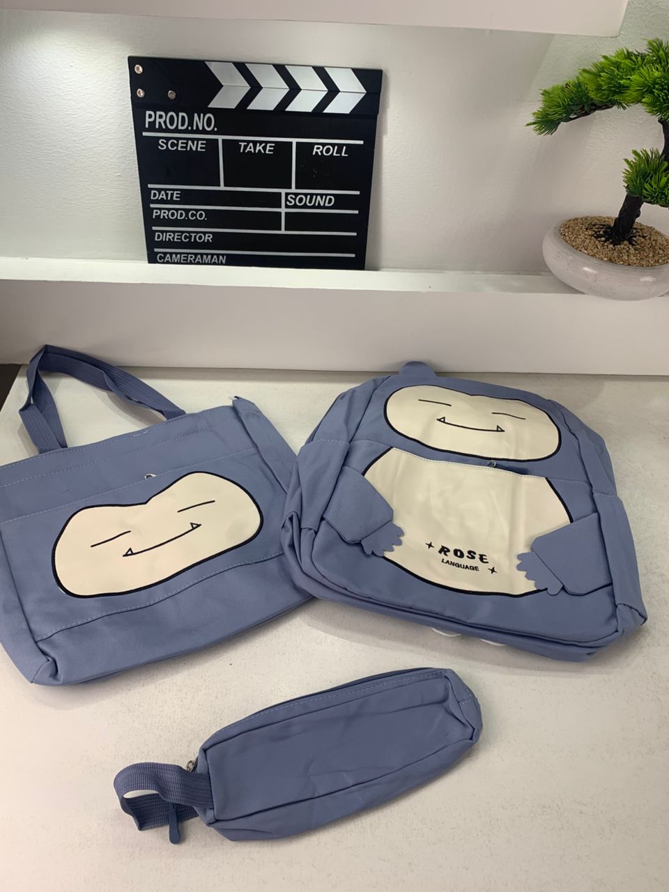 Snorlax 3-piece bag set, blue