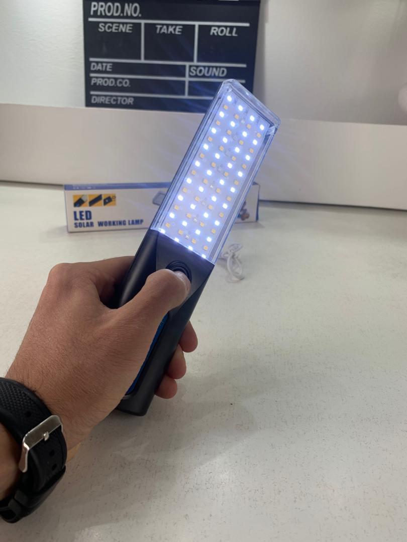 Rechargeable LED work light with solar panel
