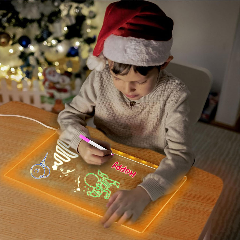 لوحة رسم LED ملونة مع 4 أقلام 30×20 سم