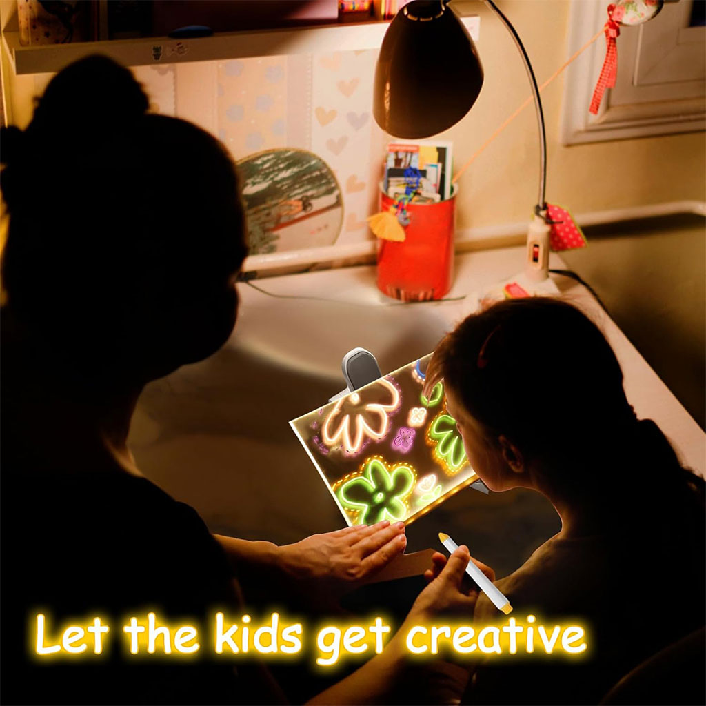 لوحة رسم LED ملونة مع 4 أقلام 30×20 سم