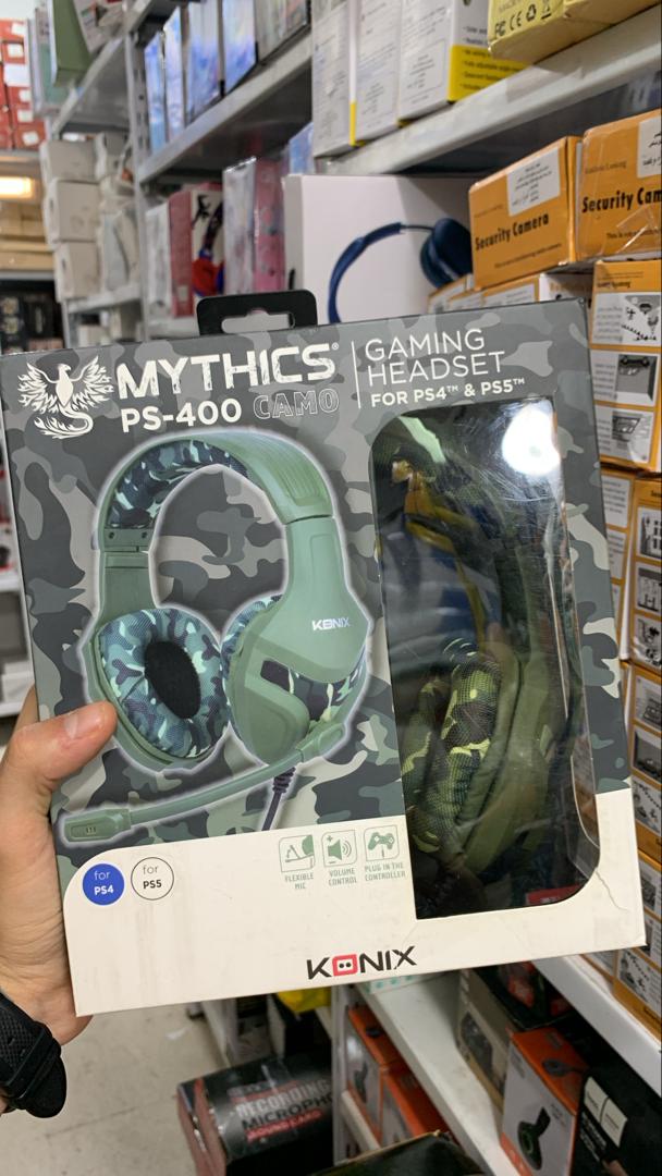Casque gaming filaire Konix Mythics PS-400, 40mm, micro, camouflage vert