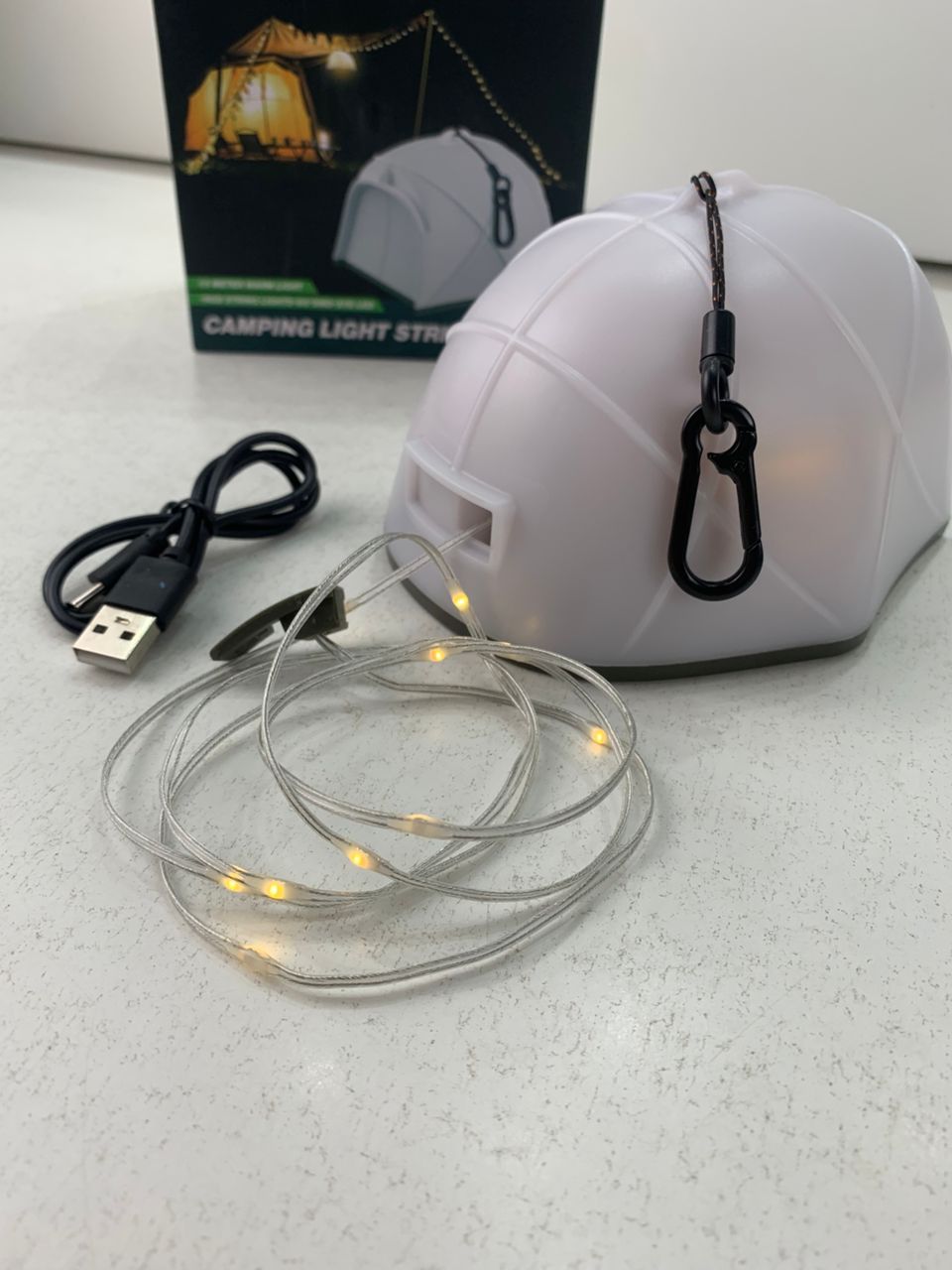 Rechargeable LED tent-shaped camping light