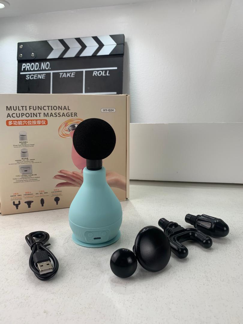 Portable rechargeable massage device with 5 heads
