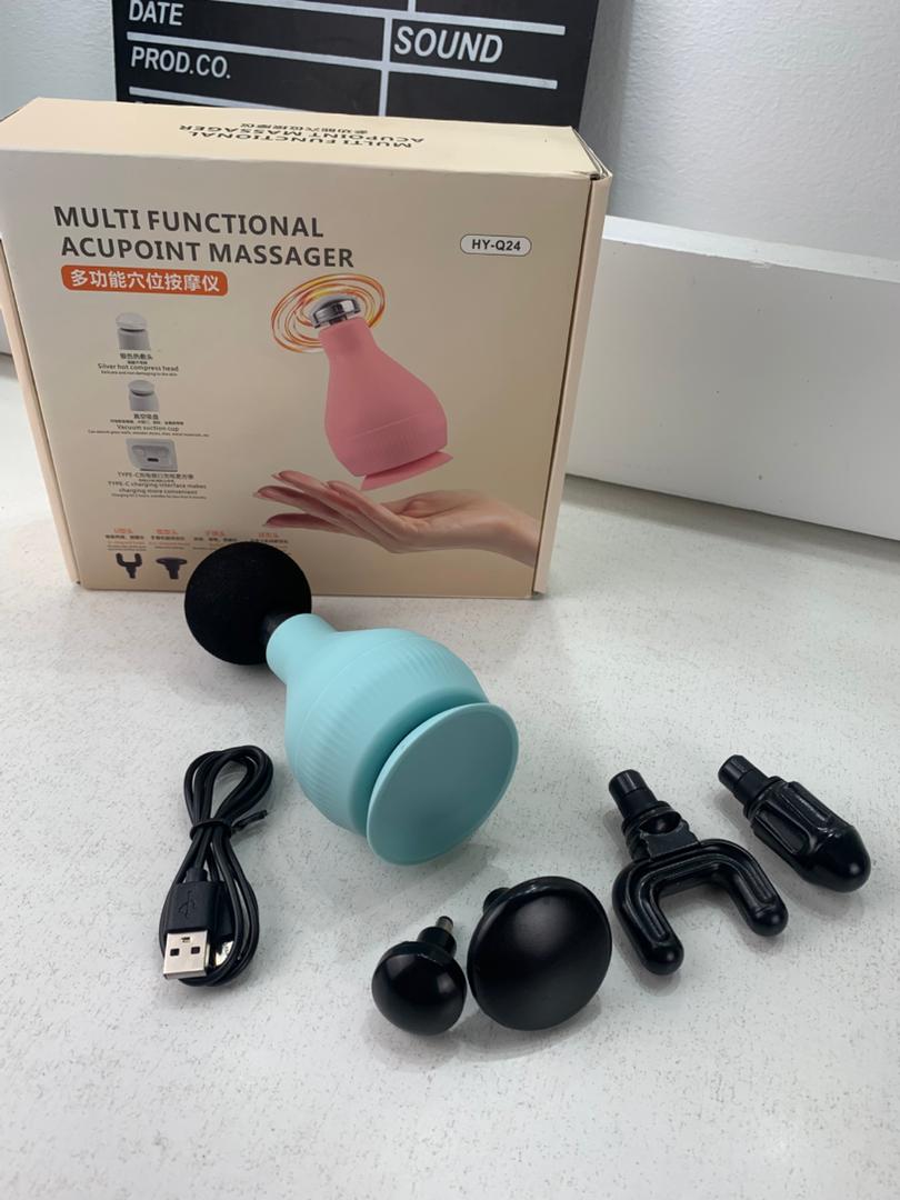 Portable rechargeable massage device with 5 heads