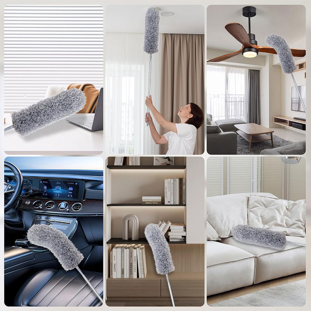 Plumeau télescopique lavable en microfibre