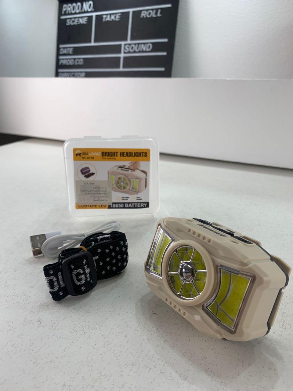 مصباح رأس LED COB قابل للشحن بمنفذ USB مع مستشعر 5 أوضاع