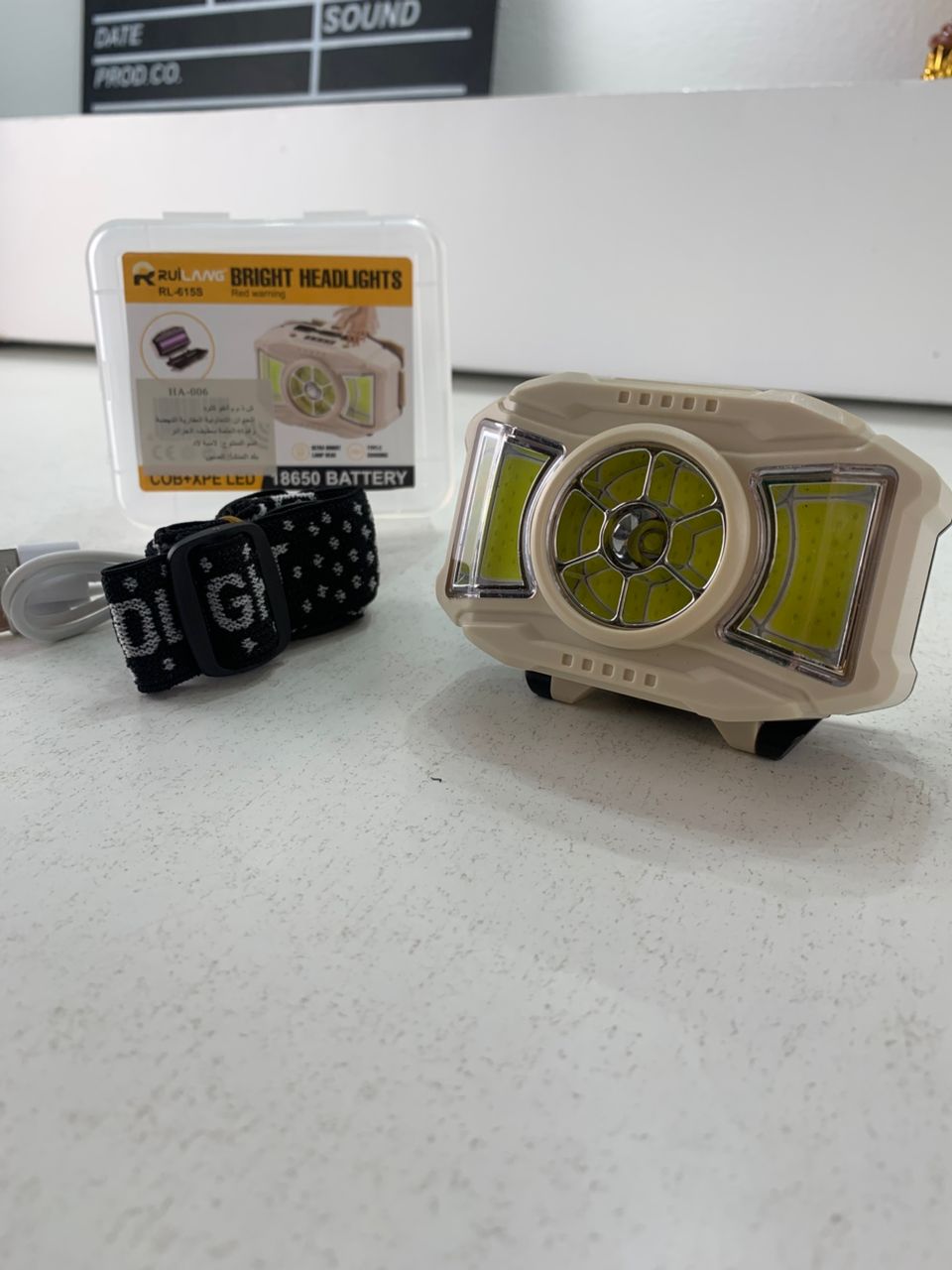 مصباح رأس LED COB قابل للشحن بمنفذ USB مع مستشعر 5 أوضاع