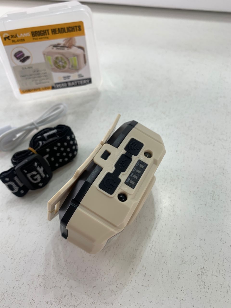 مصباح رأس LED COB قابل للشحن بمنفذ USB مع مستشعر 5 أوضاع