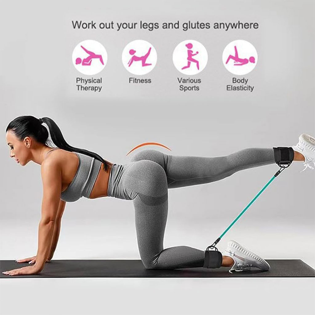Leg resistance bands with ankle straps, 5-piece set