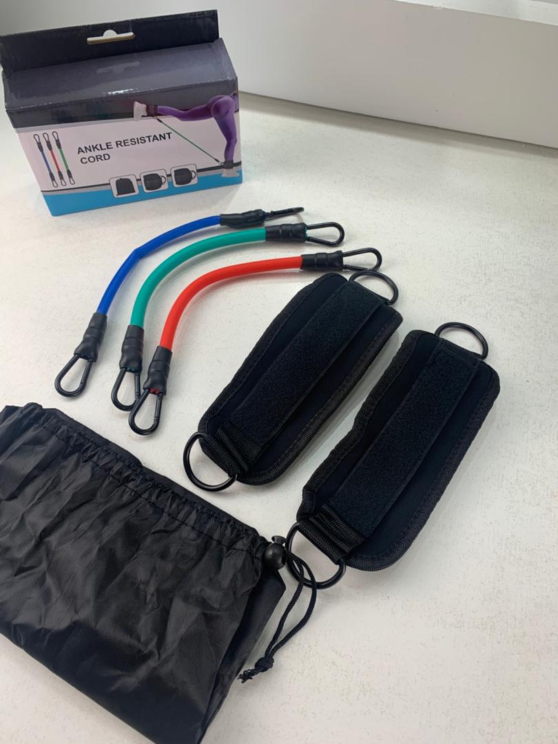 Leg resistance bands with ankle straps, 5-piece set