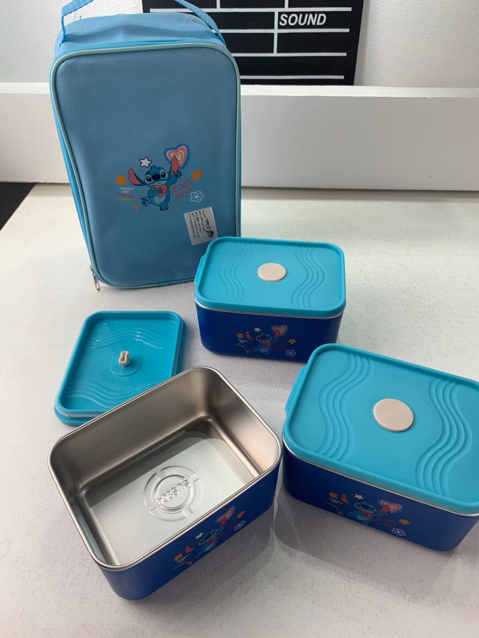 3-Compartment Lunch Box with Cartoon Insulated Bag