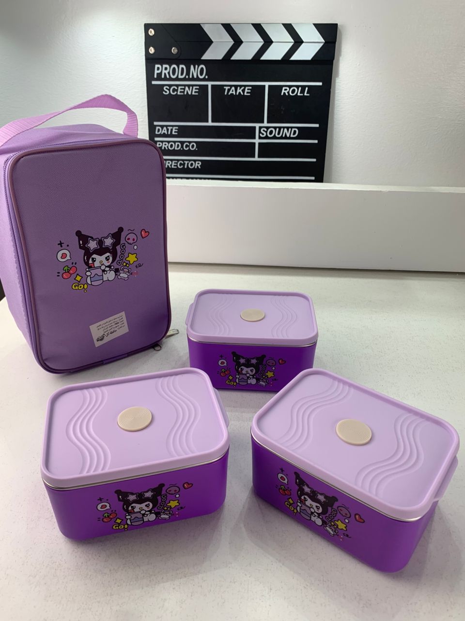 3-Compartment Lunch Box with Cartoon Insulated Bag