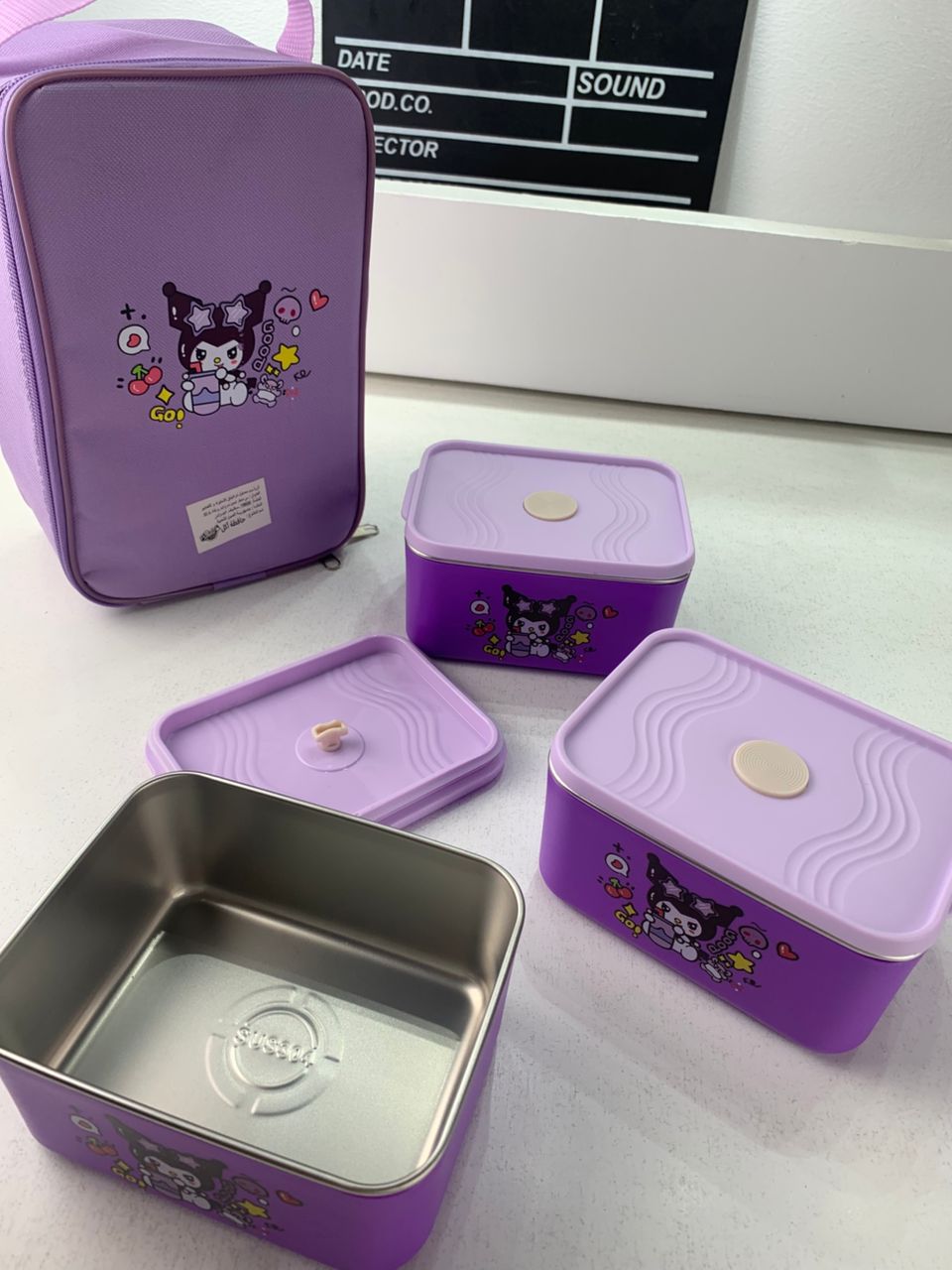 3-Compartment Lunch Box with Cartoon Insulated Bag