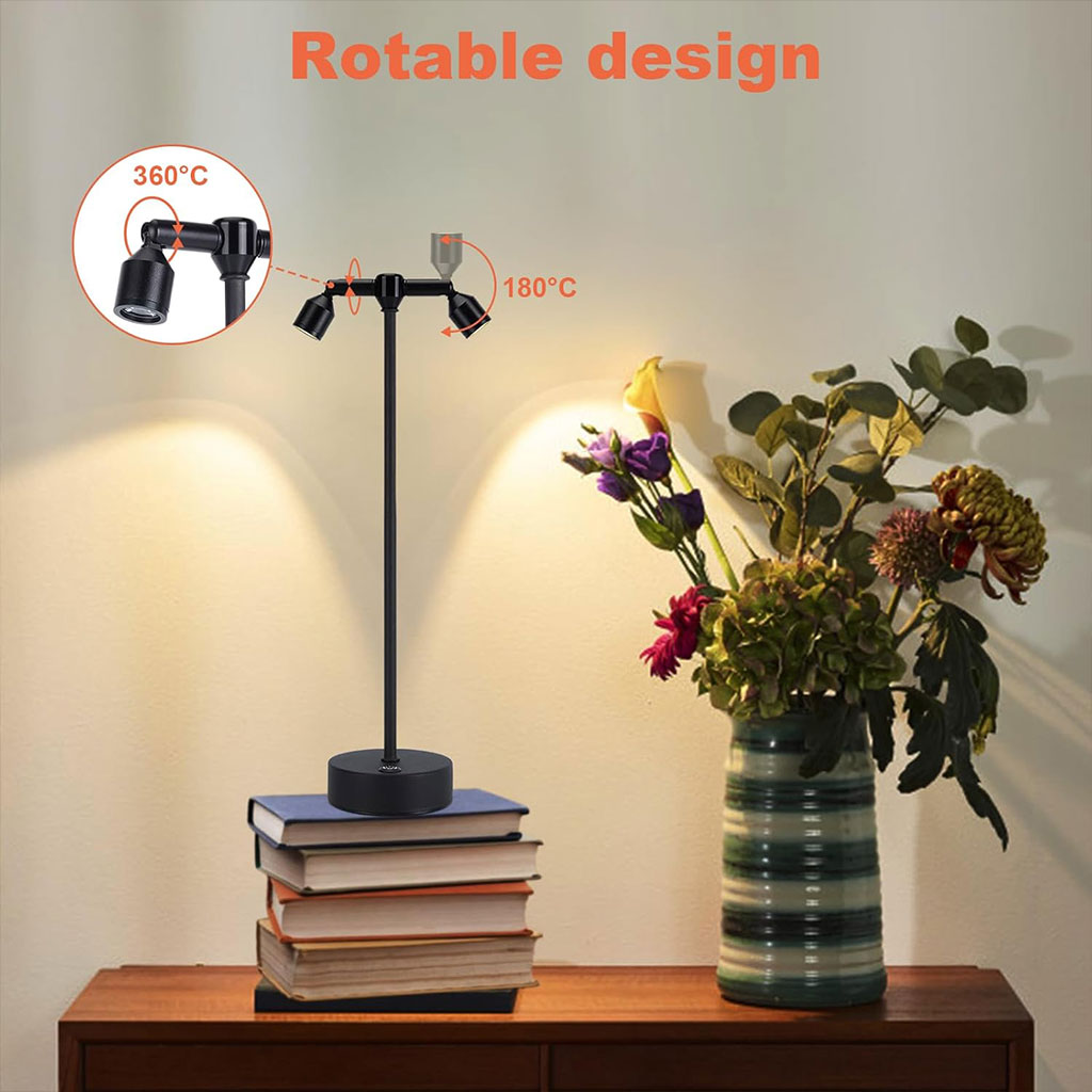 Retro LED desk lamp with 360° rotating double head