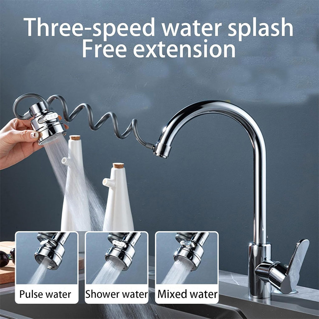 Water-saving kitchen sink sprayer with extendable hose
