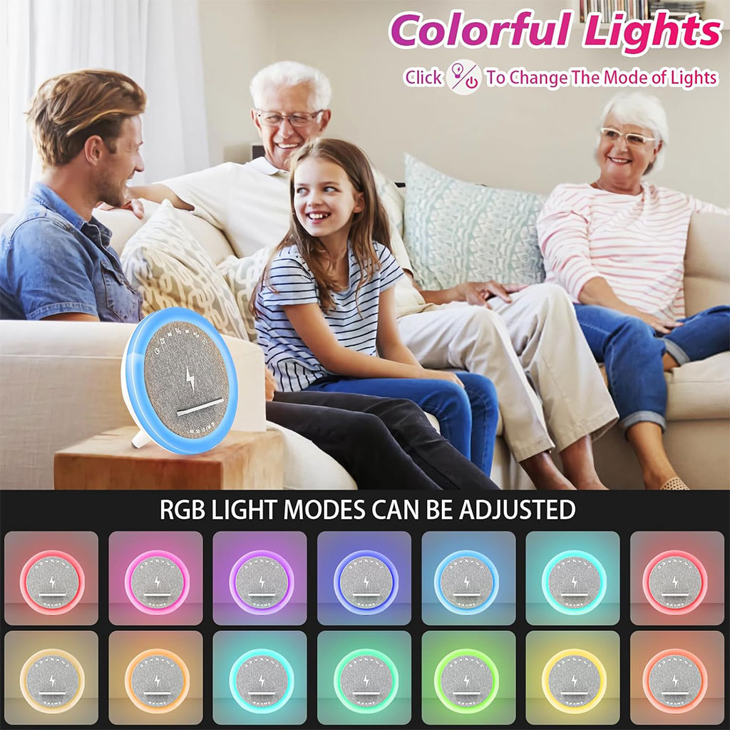 RGB Speaker and Bedside Lamp with 15W Wireless Charger