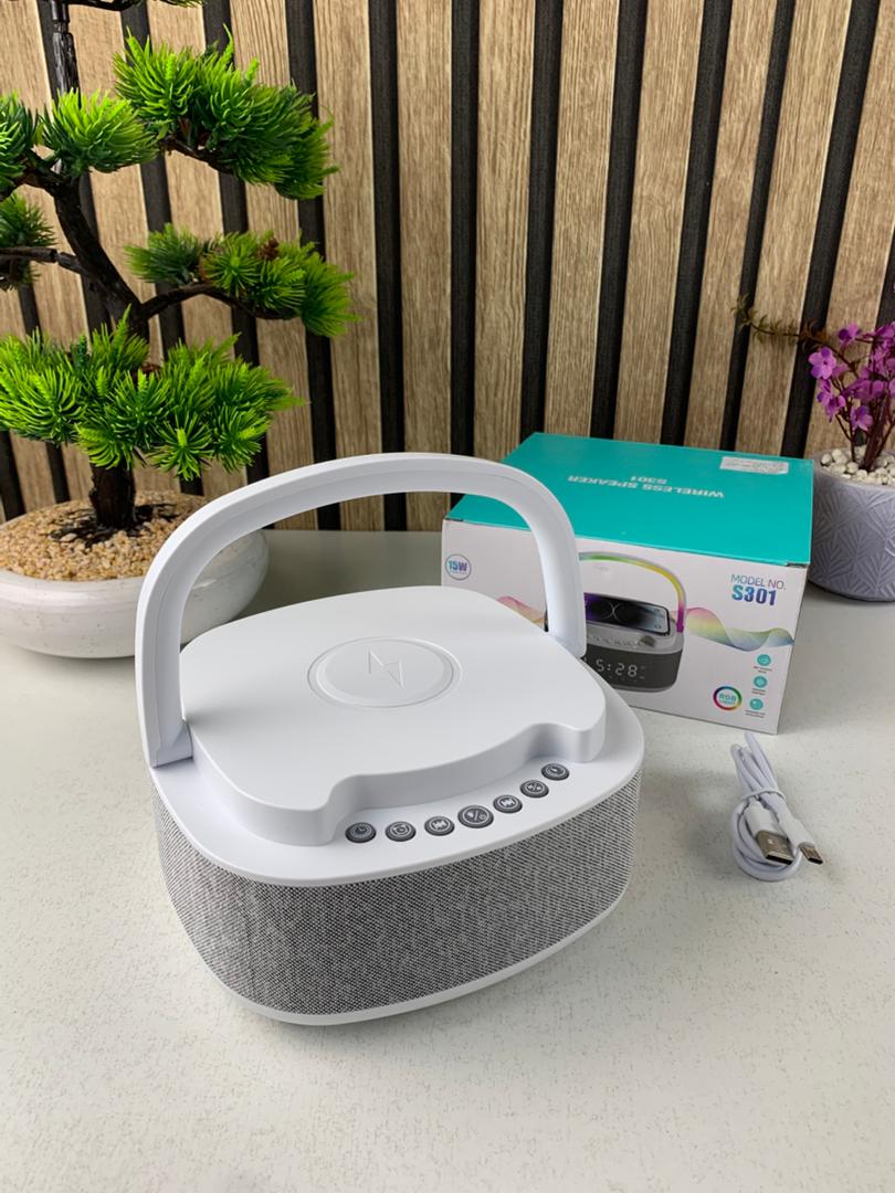 Haut-parleur Bluetooth portable S301, LED RGB, chargeur sans fil 15W