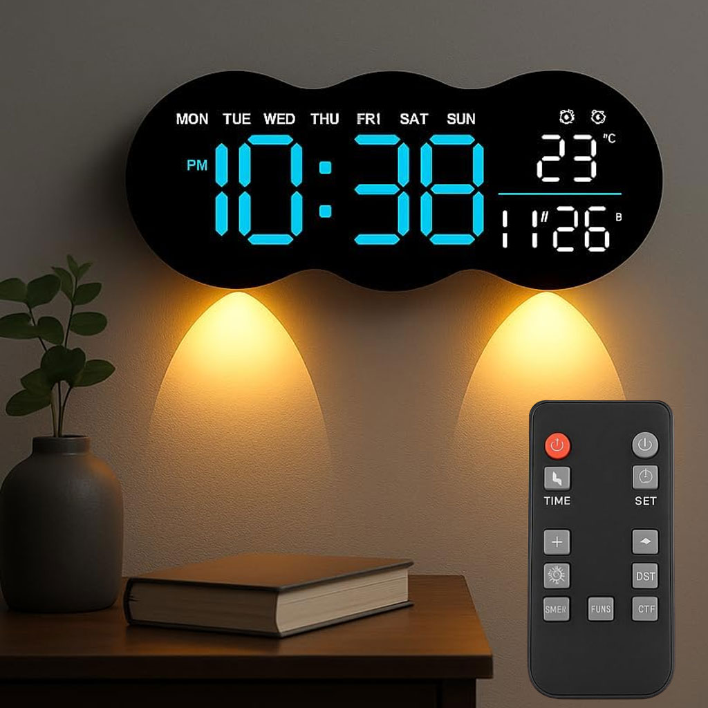 ساعة حائط رقمية LED مع جهاز تحكم عن بعد YX-2808