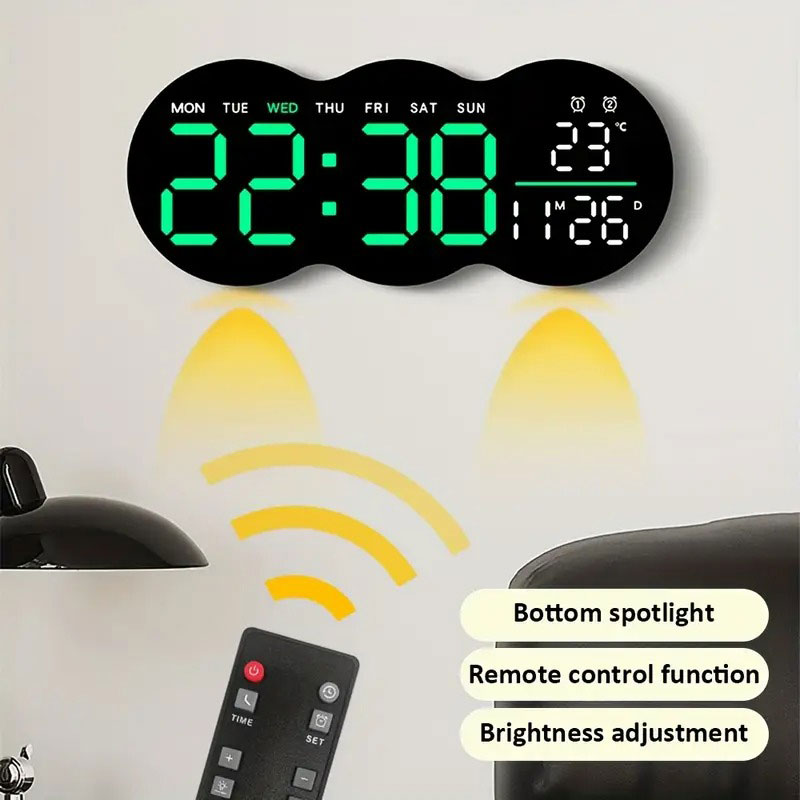YX-2808 Digital LED Wall Clock with Remote Control