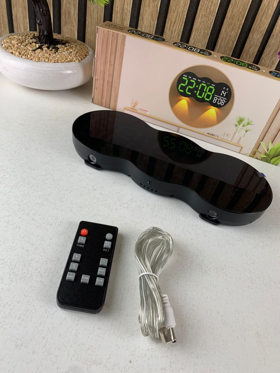 YX-2808 Digital LED Wall Clock with Remote Control