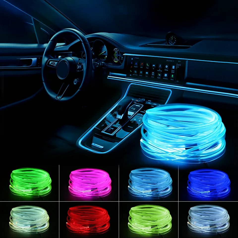 شريط إضاءة LED ألياف بصرية RGB بمنفذ USB لداخل السيارة