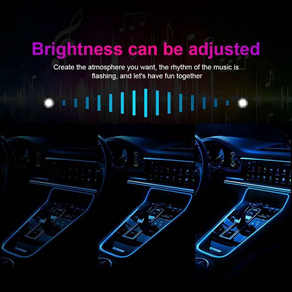 شريط إضاءة LED ألياف بصرية RGB بمنفذ USB لداخل السيارة
