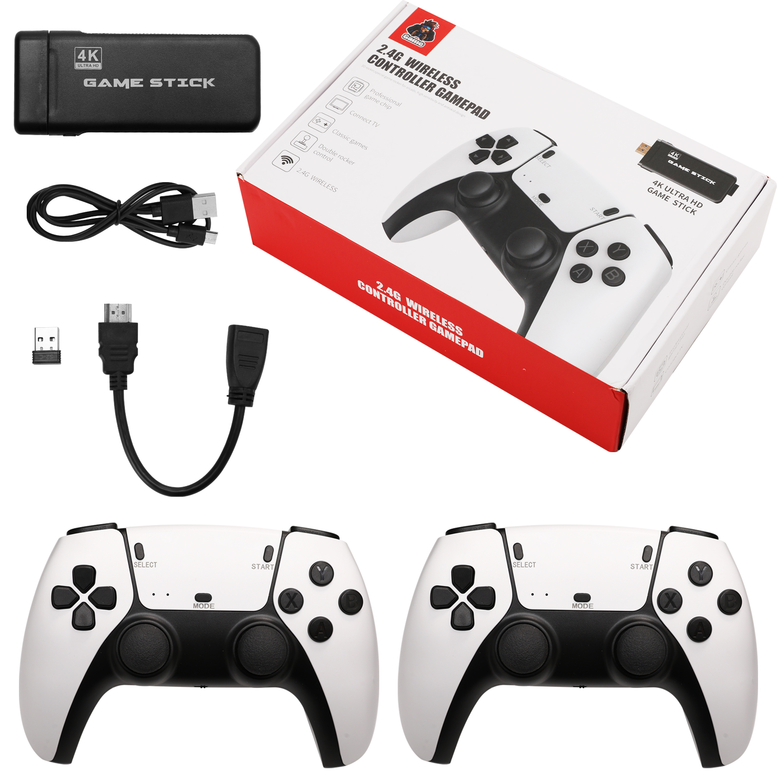 وحدة تحكم ألعاب M8 Pro Game Stick، 4K HDMI، لاسلكية، 20000+ لعبة